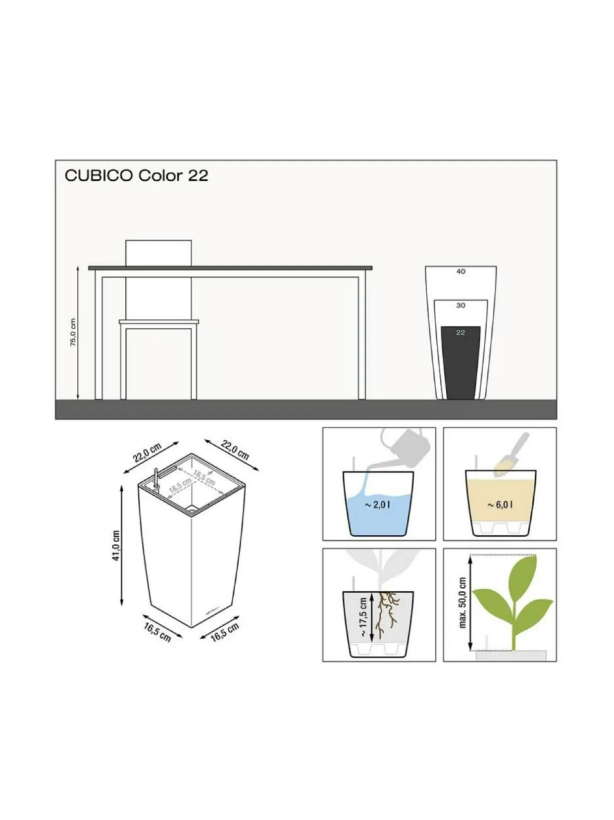 CUBICO Color 30 matta Hiekka Altakasteluruukku ∅30x30 korkeus 56 cm