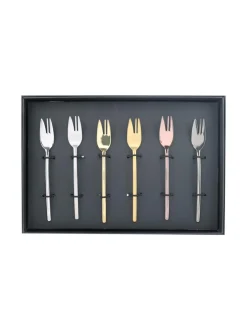 Due Multicolore-kakkuhaarukka 6 kpl lahjapakkauksessa