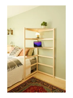 Hima Corner säädettävä työpiste ja hylly - Natural Birch