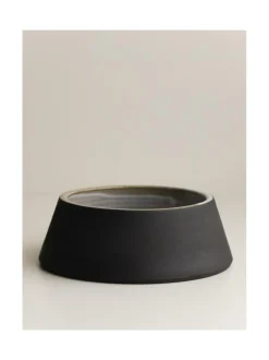 Koiran keraaminen ruokakulhosetti, 2 kulhoa, musta (alaspäin levenevät kulhot)