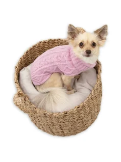 Koiran neule, palmikko, pinkki