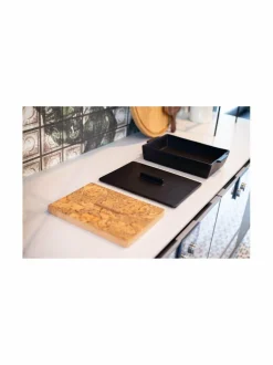 Large -kannellinen uunivuoka ja korkkialusta, 35 x 23,5 x 10,5 cm