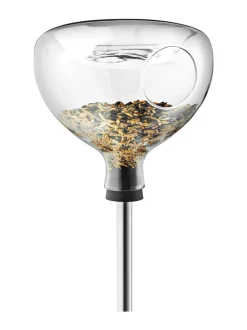 Lasinen lintulauta ja -kylpy