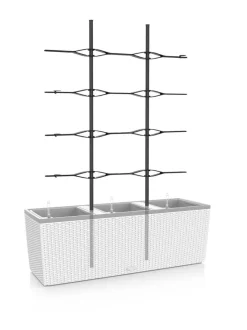 Trio Stone Valkoinen Altakasteluruukku 100x32cm, korkeus 34cm + jalat 15 cm + köynnöskehikko