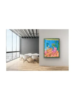 Unelmien olohuone, akryylimaalaus 100x80 cm, Pia Rydman